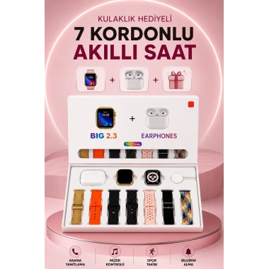 Akıllı Saat Bluetooth Kulaklık Hediyeli Bildirim Görme Sesli Görüşme Çoklu Kordon