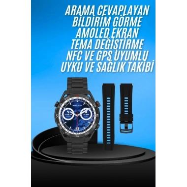 Akıllı Saat Çelik Kordonlu Amoled Ekran Android ve İOS Uyumlu Çağrı Cevaplayabilen