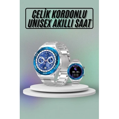 Akıllı Saat Çelik Kordonlu Amoled Ekran Android ve İOS Uyumlu Çağrı Cevaplayabilen