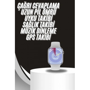 Akıllı Saat Gümüş Kasa Bluetooth Kulaklık Hediyeli Çok Fonksiyonlu İkili Set