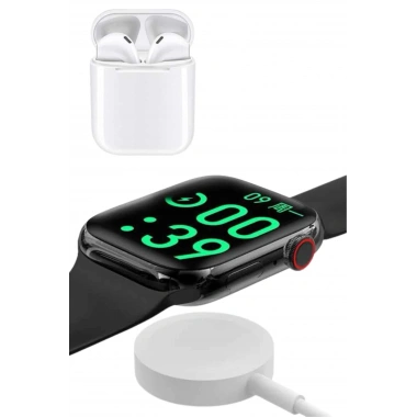Akıllı Saat Gümüş Kasa Bluetooth Kulaklık Hediyeli Çok Fonksiyonlu İkili Set