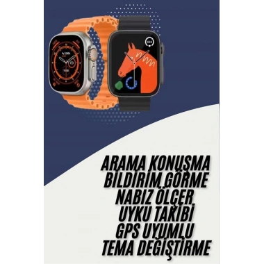 Akıllı Saat Kordon Hediyeli Güçlü Batarya Kapasiteli Titreşimli Bildirim Görme Unisex