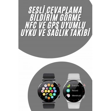 Akıllı Saat Uyku ve Sağlık Takibi NFC Uyumlu Bluetoooth Bağlantılı Android İOS Uyumlu