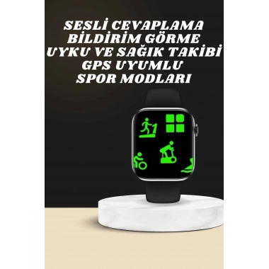 Akıllı Saat Wireless Şarj Yüksek Çözünürlüklü Müzik Dinleme Sesli Cevaplama
