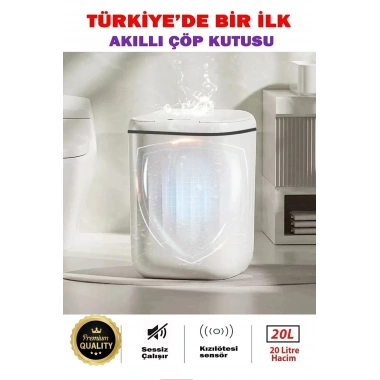 Akıllı Teknolojik Çöp Kutusu Otomatik Sensörlu Çöp Tenekesi Pilli Çöp Kovası 20L