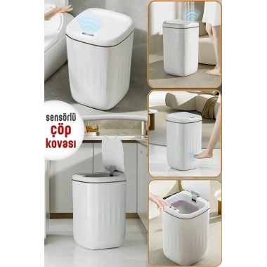 Akıllı Teknolojik Çöp Kutusu UV Işıklı Otomatik Aç Kapat Sensörlü Mutfak Banyo Ev 20L