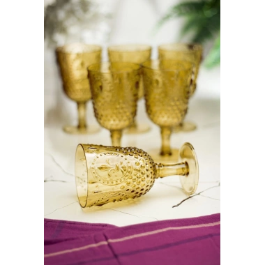 Akrilik Amber 6lı Kadeh & Su Meşrubat Kahve Yanı Bardağı 450 ml ( Cam Değildir )