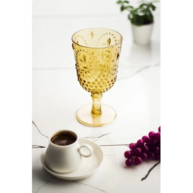Akrilik Amber Tekli Kadeh & Su Meşrubat Kahve Yanı Bardağı 450 ml ( Cam Değildir )