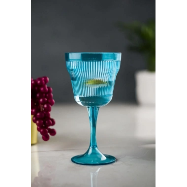 Akrilik Aquamarin 6lı Kadeh & Su Meşrubat Kahve Yanı Bardağı 300 ml ( Cam Değildir )