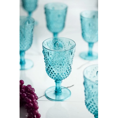 Akrilik Aquamarin 6lı Kadeh & Su Meşrubat Kahve Yanı Bardağı 450 ml ( Cam Değildir )