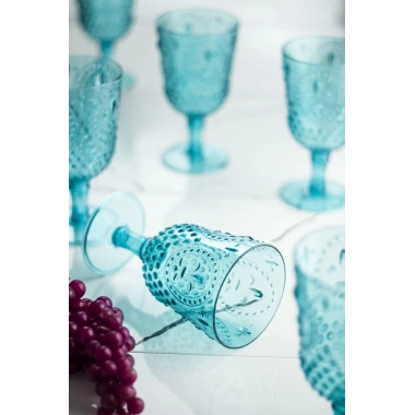 Akrilik Aquamarin 6lı Kadeh & Su Meşrubat Kahve Yanı Bardağı 450 ml ( Cam Değildir )