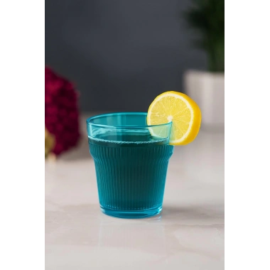 Akrilik Aquamarin 6lı Kısa Bardak & Su Meşrubat Kahve Yanı Bardağı 300 ml ( Cam Değildir )