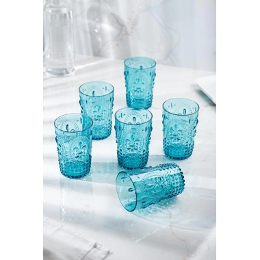 Akrilik Aquamarin 6lı Kısa Bardak & Su Meşrubat Kahve Yanı Bardağı 400 ml ( Cam Değildir )