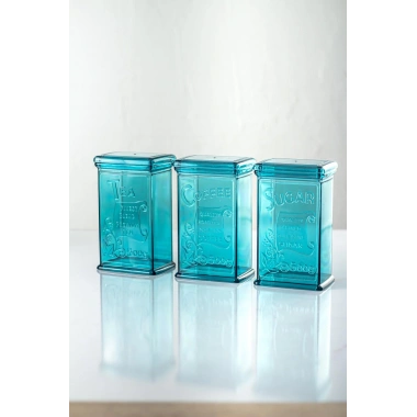 Akrilik Aquamarin Şeker Kahve Çay Kavanozu 500 Ml (Vakum Kapak )