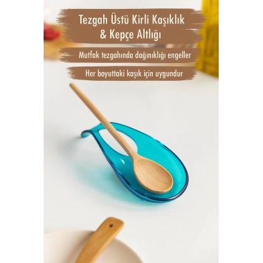 Akrilik Aquamarin Tezgah Üstü Kirli Kaşıklık & Kepçe Altlığı