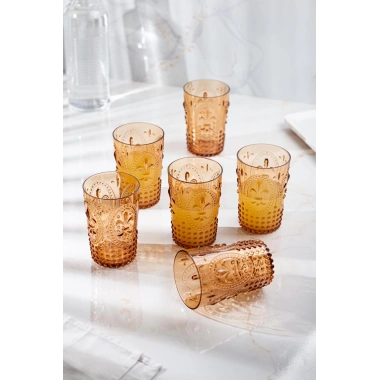 Akrilik Bal 6lı Kısa Bardak & Su Meşrubat Kahve Yanı Bardağı 400 ml ( Cam Değildir )