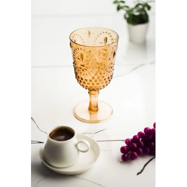 Akrilik Bal Tekli Kadeh & Su Meşrubat Kahve Yanı Bardağı 450 ml ( Cam Değildir )