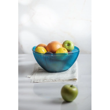 Akrilik Barok Aquamarin Büyük Kare Meyve & Salata Kasesi & Karıştırma Kabı / 3,3 Lt  (CAM DEĞİLDİR)