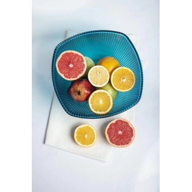 Akrilik Barok Aquamarin Büyük Kare Meyve & Salata Kasesi & Karıştırma Kabı / 3,3 Lt  (CAM DEĞİLDİR)