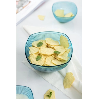 Akrilik Barok Aquamarin Orta Boy Kare Meyve & Salata Kasesi & Karıştırma Kabı / 1,5 Lt  (CAM DEĞİLDİR)