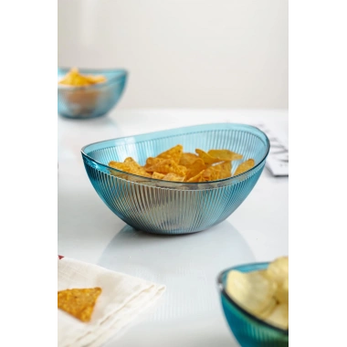 Akrilik Barok Aquamarin Orta Boy Oval Meyve & Salata Kasesi & Karıştırma Kabı / 1,6 Lt  (CAM DEĞİLDİR)