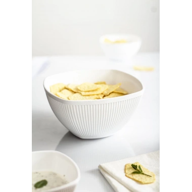 Akrilik Barok Beyaz Orta Boy Kare Meyve & Salata Kasesi & Karıştırma Kabı / 1,5 Lt  (CAM DEĞİLDİR)