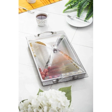 Akrilik Barok Füme 6 Bölmeli Tek Kapaklı Büyük Kahvaltılık