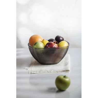 Akrilik Barok Füme Büyük Kare Meyve & Salata Kasesi & Karıştırma Kabı / 3,3 Lt  (CAM DEĞİLDİR)