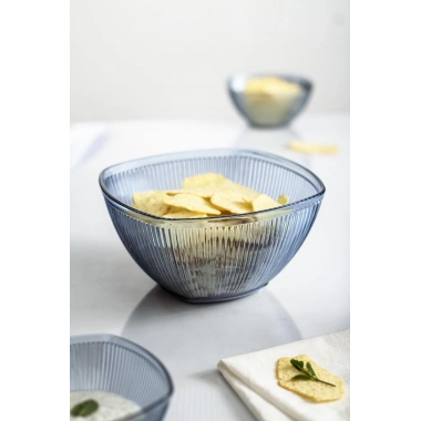 Akrilik Barok Lacivert Orta Boy Kare Meyve & Salata Kasesi & Karıştırma Kabı / 1,5 Lt  (CAM DEĞİLDİR)