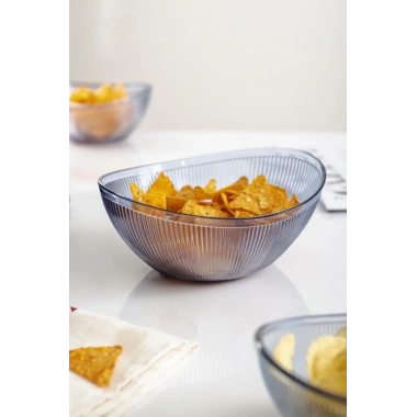 Akrilik Barok Lacivert Orta Boy Oval Meyve & Salata Kasesi & Karıştırma Kabı / 1,6 Lt  (CAM DEĞİLDİR)