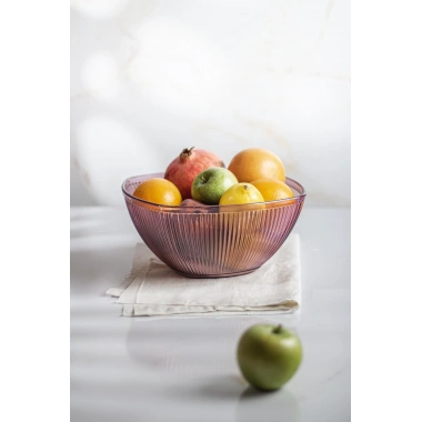 Akrilik Barok Mürdüm Büyük Kare Meyve & Salata Kasesi & Karıştırma Kabı / 3,3 Lt  (CAM DEĞİLDİR)