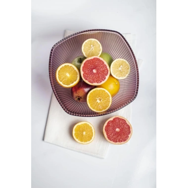 Akrilik Barok Mürdüm Büyük Kare Meyve & Salata Kasesi & Karıştırma Kabı / 3,3 Lt  (CAM DEĞİLDİR)