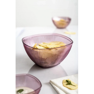 Akrilik Barok Mürdüm Orta Boy Kare Meyve & Salata Kasesi & Karıştırma Kabı / 1,5 Lt  (CAM DEĞİLDİR)