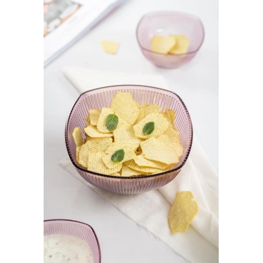 Akrilik Barok Mürdüm Orta Boy Kare Meyve & Salata Kasesi & Karıştırma Kabı / 1,5 Lt  (CAM DEĞİLDİR)