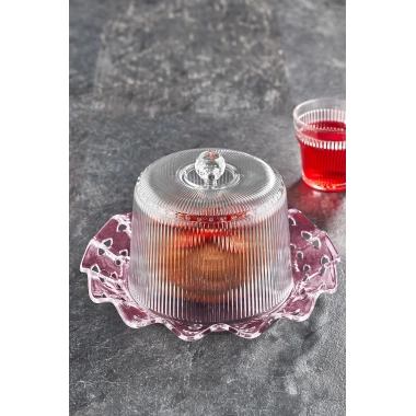 Akrilik Barok Mürdüm Renk Kek Fanus & Kek Saklama Kabı & Şık Sunum Organizeri 26 Cm