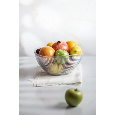 Akrilik Barok Şeffaf Büyük Kare Meyve & Salata Kasesi & Karıştırma Kabı / 3,3 Lt  (CAM DEĞİLDİR)