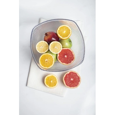 Akrilik Barok Şeffaf Büyük Kare Meyve & Salata Kasesi & Karıştırma Kabı / 3,3 Lt  (CAM DEĞİLDİR)