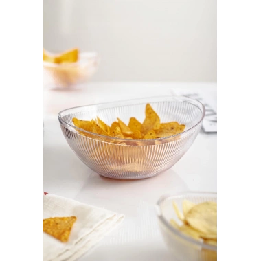 Akrilik Barok Şeffaf Orta Boy Oval Meyve & Salata Kasesi & Karıştırma Kabı / 1,6 Lt  (CAM DEĞİLDİR)
