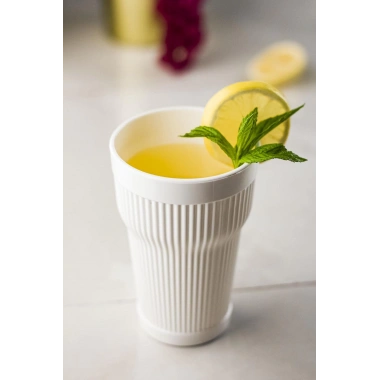 Akrilik Beyaz 6lı Uzun Bardak & Su Meşrubat Bardağı 400 ml ( Cam Değildir )