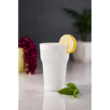 Akrilik Beyaz Tekli Uzun Bardak & Su Meşrubat Bardağı 400 ml ( Cam Değildir )
