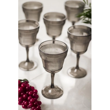 Akrilik Füme 6lı Kadeh & Su Meşrubat Kahve Yanı Bardağı 300 ml ( Cam Değildir )