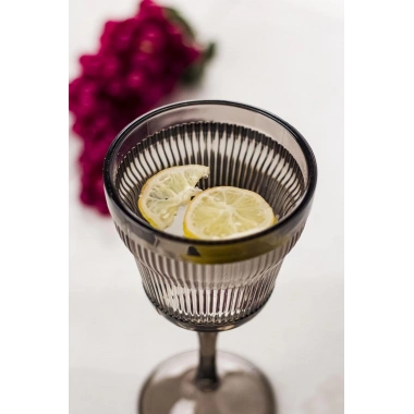 Akrilik Füme 6lı Kadeh & Su Meşrubat Kahve Yanı Bardağı 300 ml ( Cam Değildir )