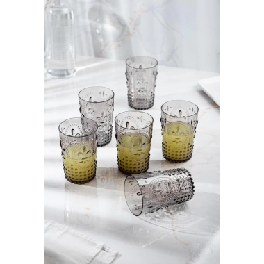 Akrilik Füme 6lı Kısa Bardak & Su Meşrubat Kahve Yanı Bardağı 400 ml ( Cam Değildir )