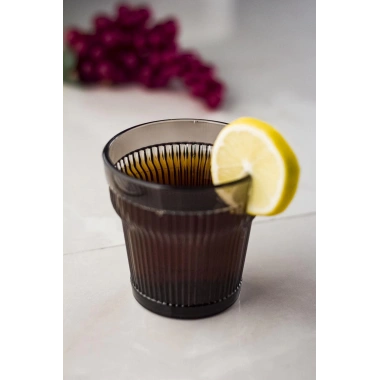 Akrilik Füme 6lıi Kısa Bardak & Su Meşrubat Kahve Yanı Bardağı 300 ml ( Cam Değildir )