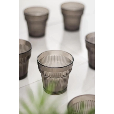 Akrilik Füme 6lıi Kısa Bardak & Su Meşrubat Kahve Yanı Bardağı 300 ml ( Cam Değildir )