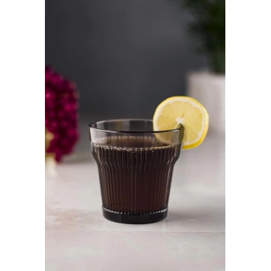 Akrilik Füme 6lıi Kısa Bardak & Su Meşrubat Kahve Yanı Bardağı 300 ml ( Cam Değildir )