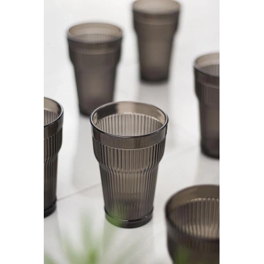 Akrilik Füme Tekli Uzun Bardak & Su Meşrubat Bardağı 400 ml ( Cam Değildir )