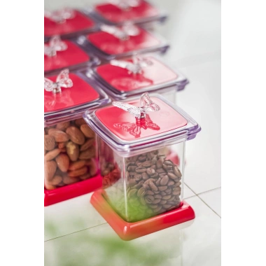 Akrilik Fuşya 12 Li Baharat Kavanozu & Baharatlık & Baharatlık Seti 200 ML ( CAM DEĞİLDİR )