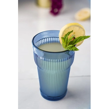 Akrilik Lacivert 6lı Uzun Bardak & Su Meşrubat Bardağı 400 ml ( Cam Değildir )