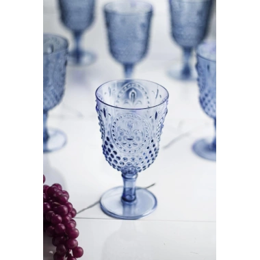 Akrilik Lacivert Tekli Kadeh & Su Meşrubat Kahve Yanı Bardağı 450 ml ( Cam Değildir )